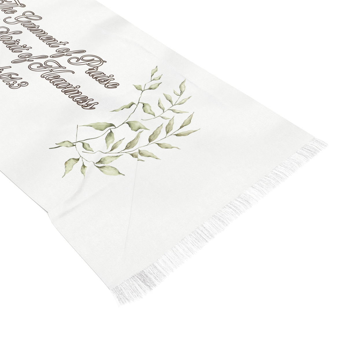 Embroidered Scripture Light Scarf — "The Command of Praise for the Spirit of Holiness" (Zechariah 6:8)