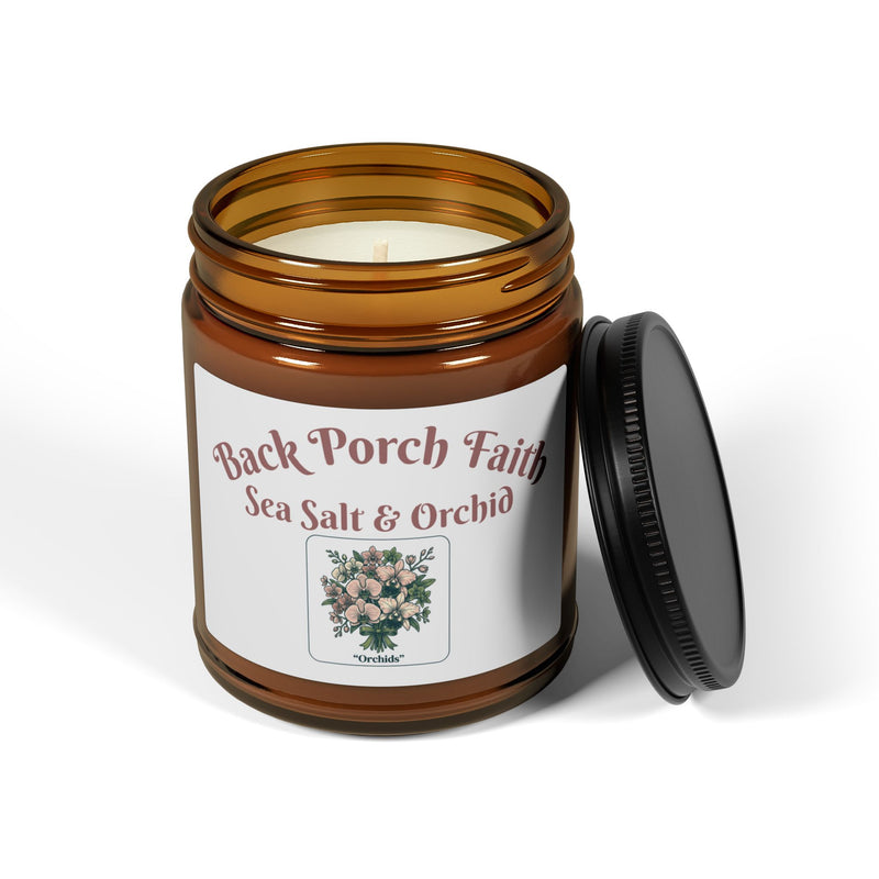 Sea Salt & Orchid Soy Candle — Amber Jar