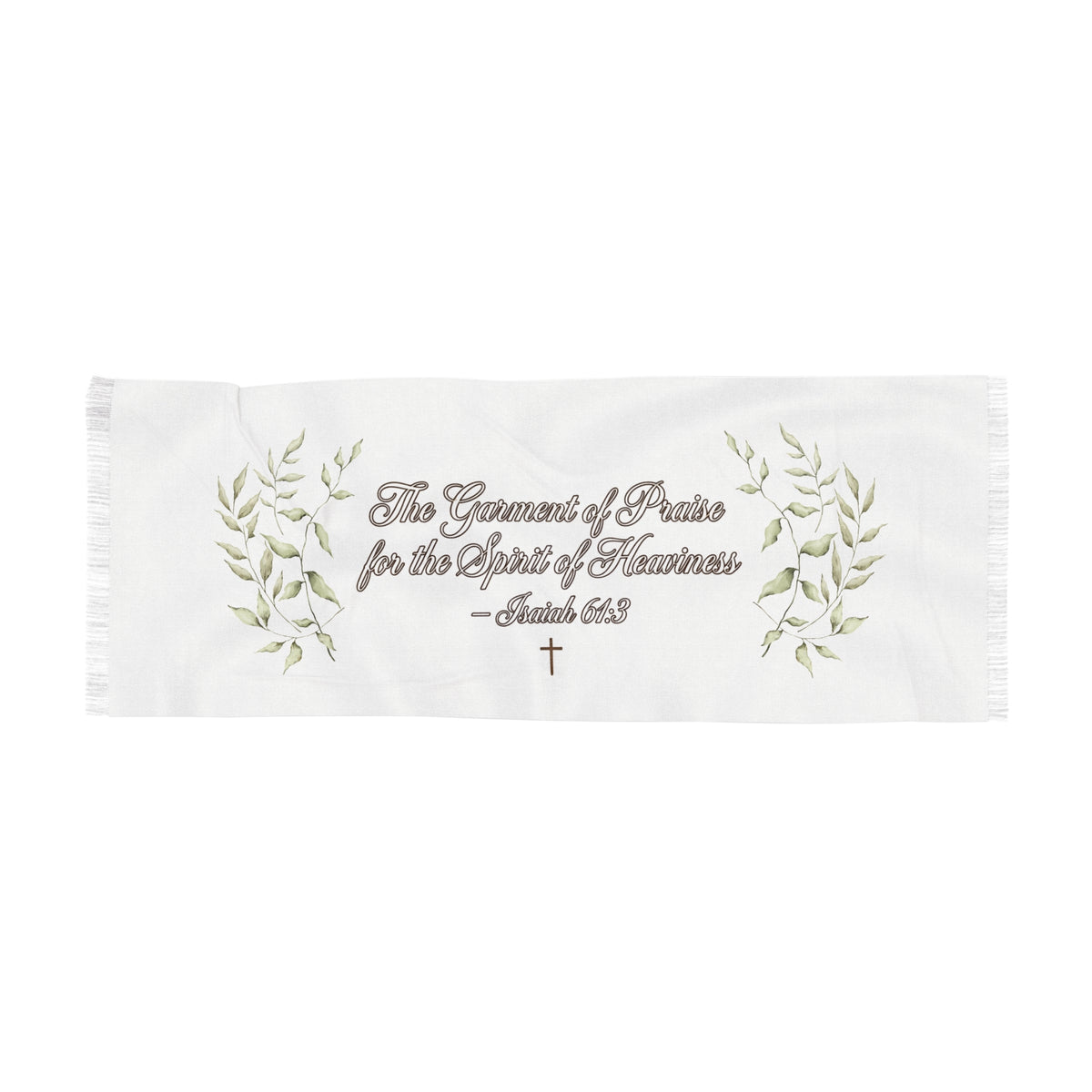Embroidered Scripture Light Scarf — "The Command of Praise for the Spirit of Holiness" (Zechariah 6:8)