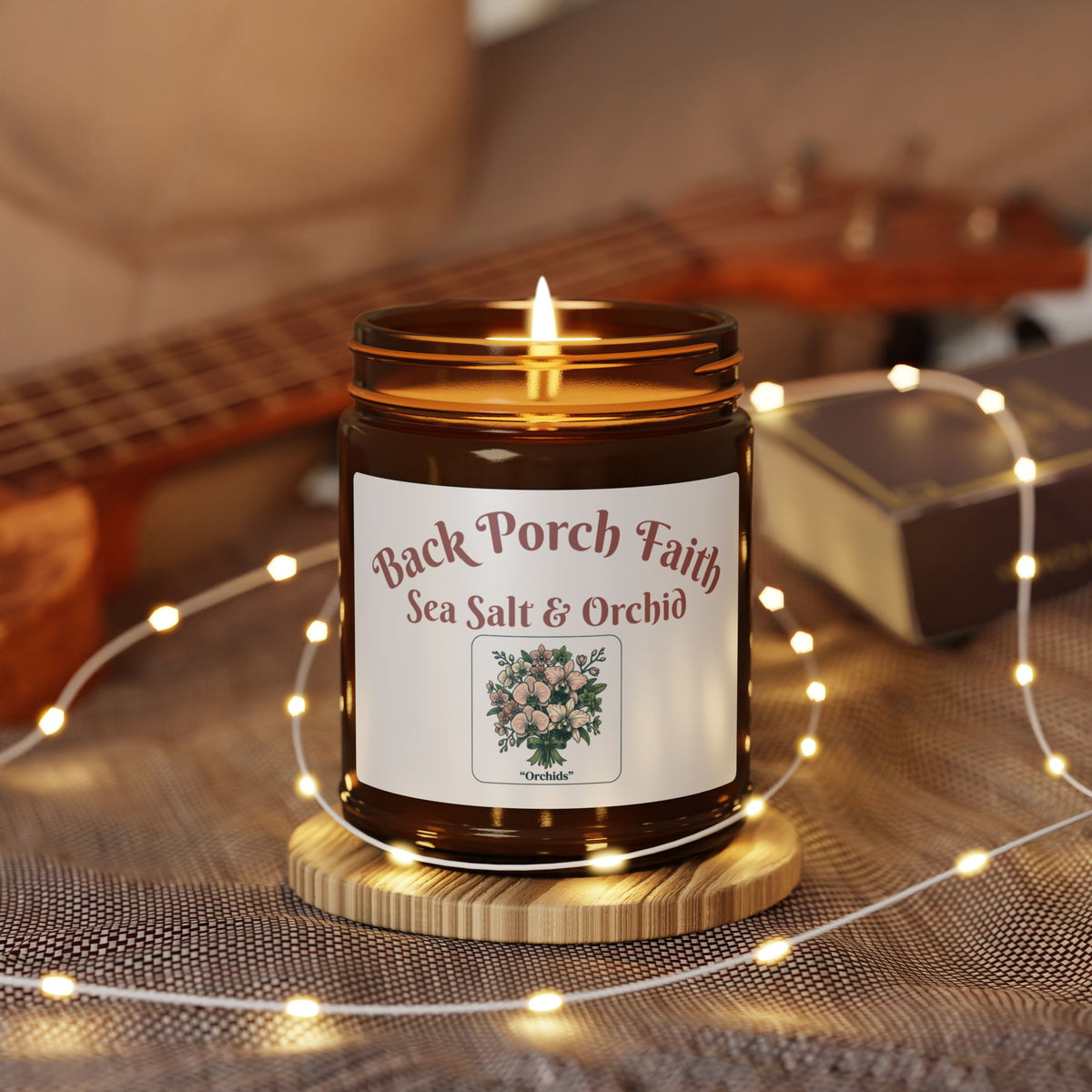 Sea Salt & Orchid Soy Candle — Amber Jar