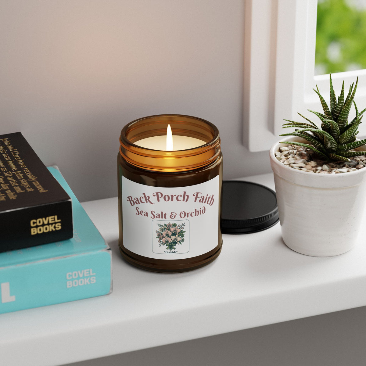 Sea Salt & Orchid Soy Candle — Amber Jar