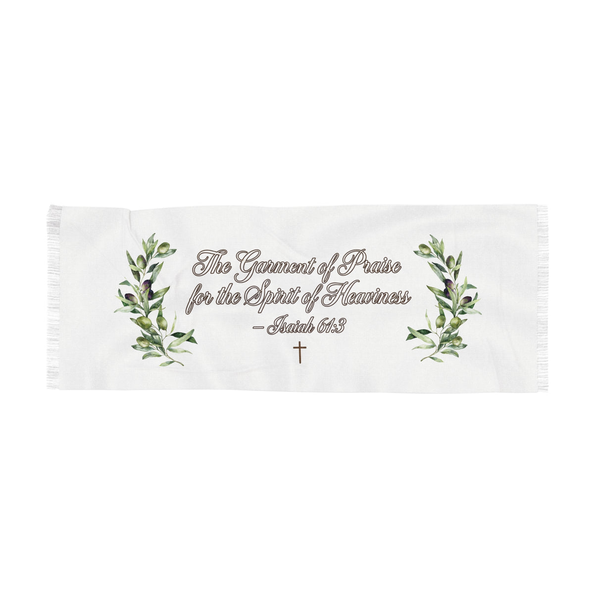 Christian Prayer Scarf — "The Garment of Praise for the Spirit of Heaviness" Bible Verse Stole