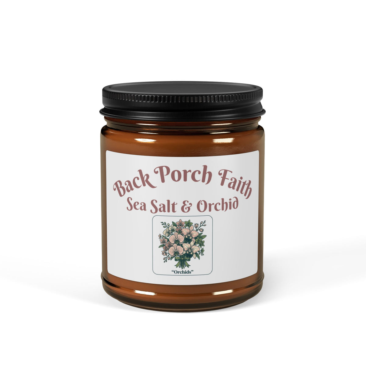 Sea Salt & Orchid Soy Candle — Amber Jar