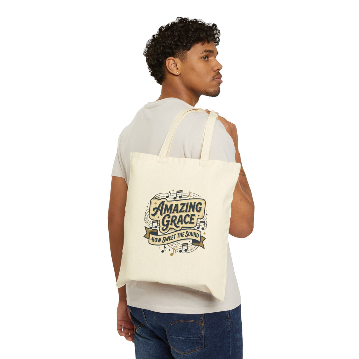 Amazing Grace Canvas Tote — “How Sweet the Sound” Music-Themed Eco Shopping Bag